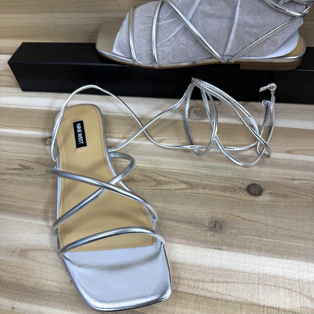 Sandals Nine West Silver Women's Size 8.5M - Picture 2 of 11